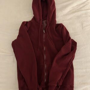 Brandy Melville Deep Burgundy Regular Zip Hoodie